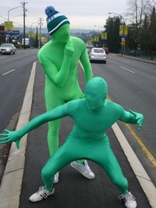 The Green Men on the streets of Vancouver.