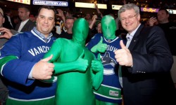 NHL’s biggest comeback… the fans! The Green Men with Prime Minister Stephen Harper