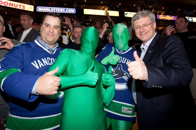 The Green Men with Prime Minister Stephen Harper