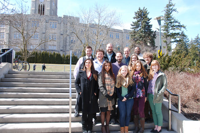 The 2013 print specialists gather near Middlesex College to commemorate the end of a successful year.