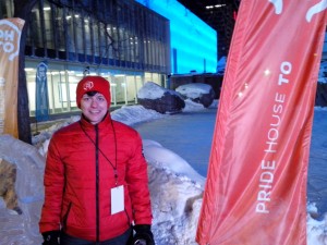 PrideHouseTO organizer Barb Besharat poses at the group's Winter Games Lounge at Ryerson.