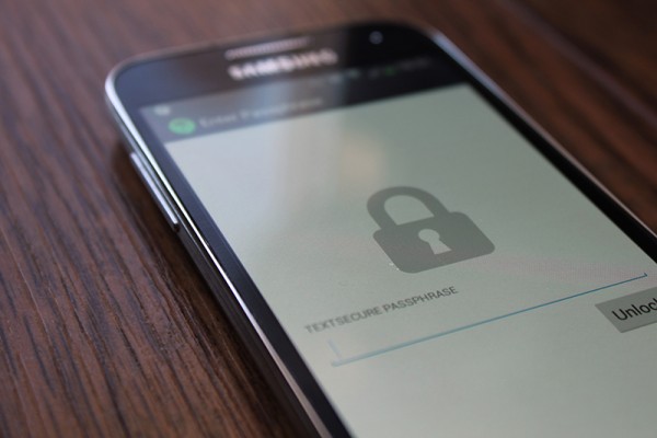 An android phone with the TextSecure software