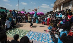 Clowns Without Borders putting on a show in South Sudan last year.
<br />Photo courtesy of Clowns Without Borders<br />