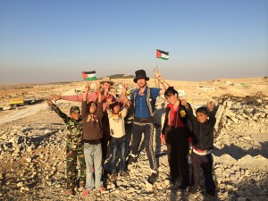 David Lichtenstien, left, in Palestine in 2013 Photo courtesy of Clowns Without Borders